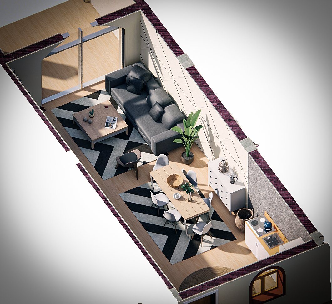 Axonometric render — شقة مفروشة من شغل مهندسينا